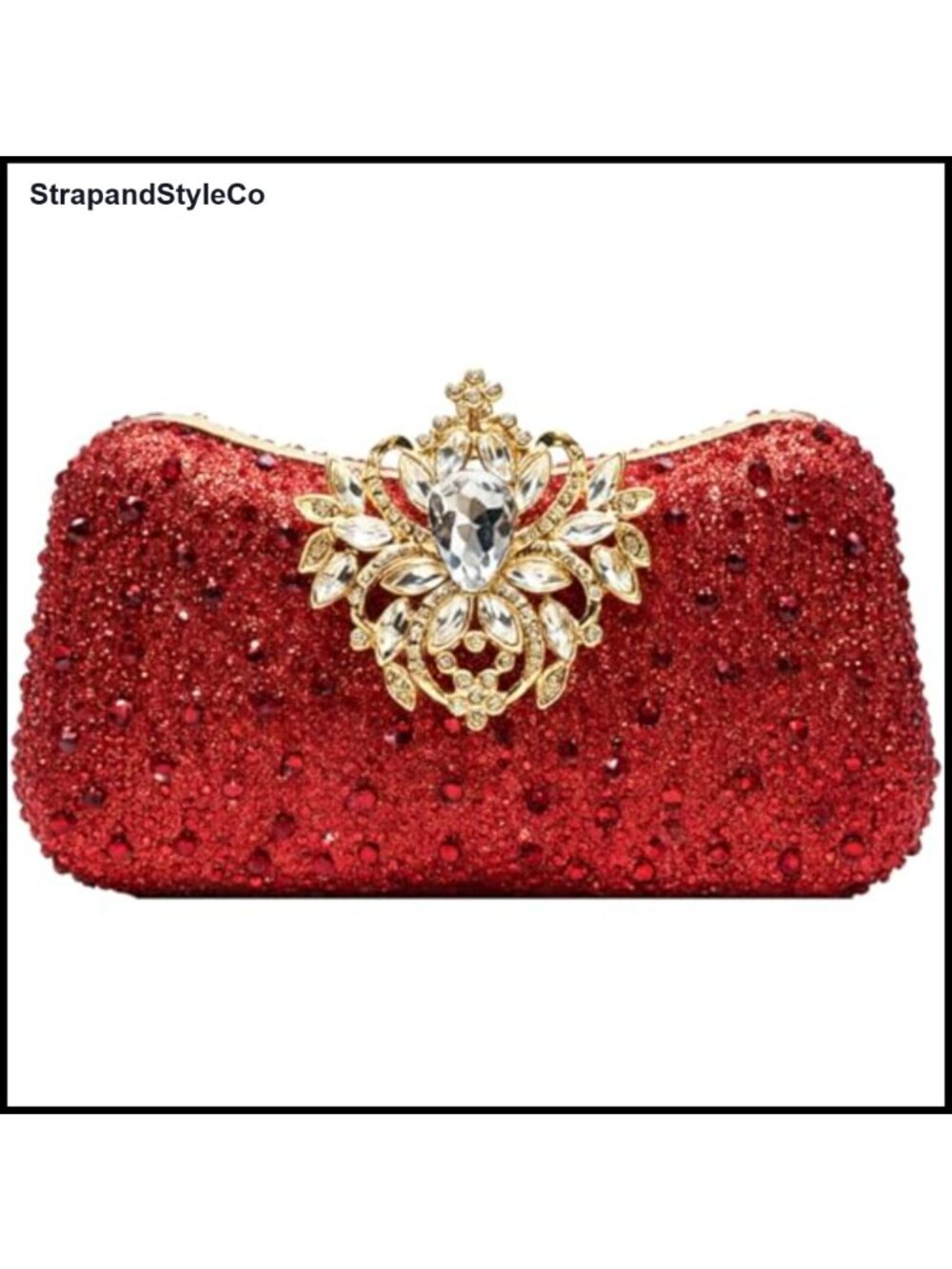 Rhinestone Clasp Evening Clutch Bag Detachable Chain Women's Formal Purse